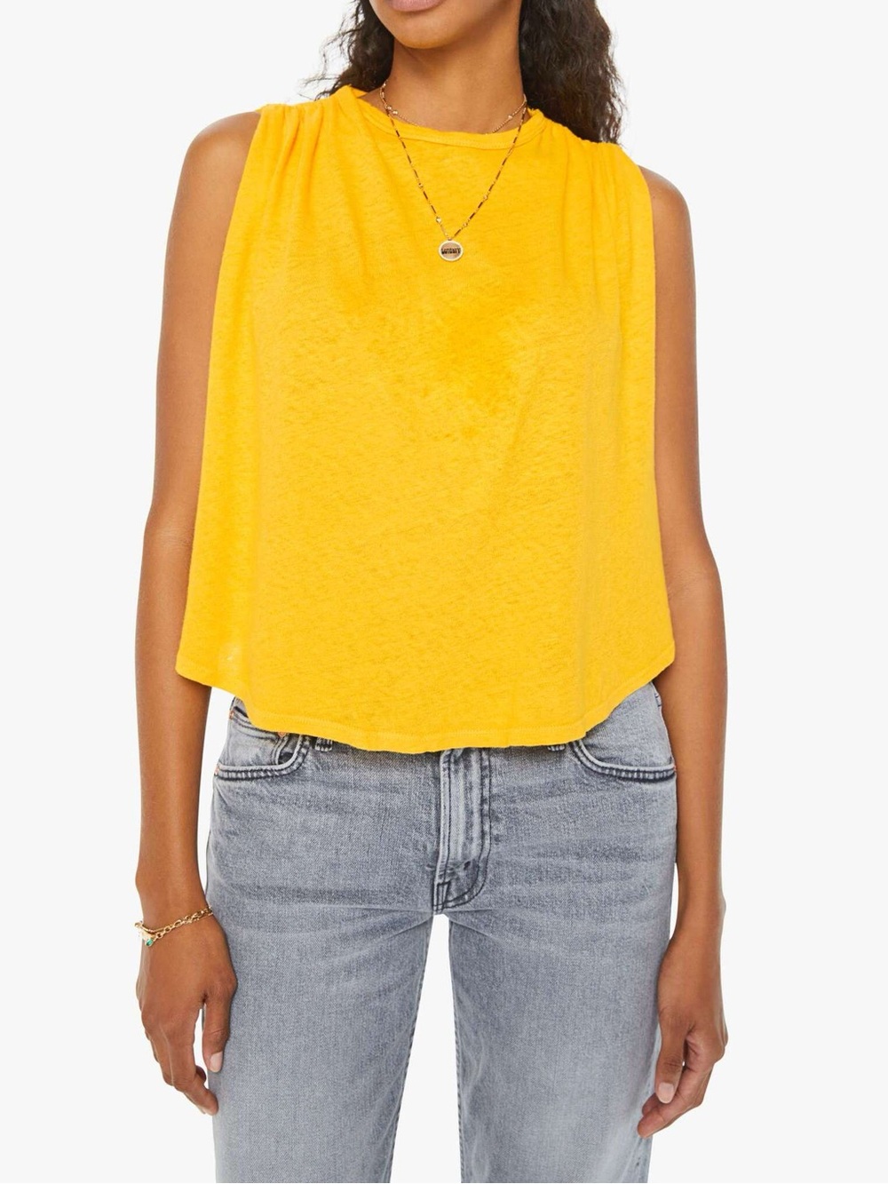 MOTHER DENIM THE SHEAR STRENGTH TANK IN SPECTRA YELLOW